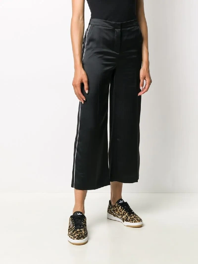 Shop Karl Lagerfeld Cropped Wide-leg Trousers In Black