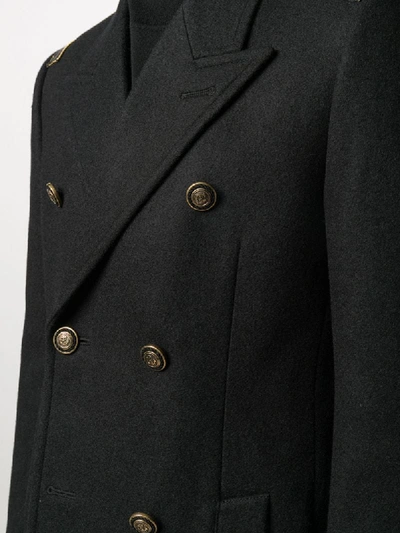 Shop Saint Laurent Double-breasted Wool Coat In Black