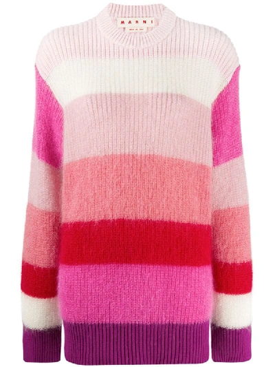 Shop Marni Striped Pattern Jumper In Pink