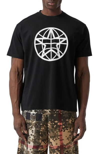 Shop Burberry Globe Star Oversize Graphic Tee In Black