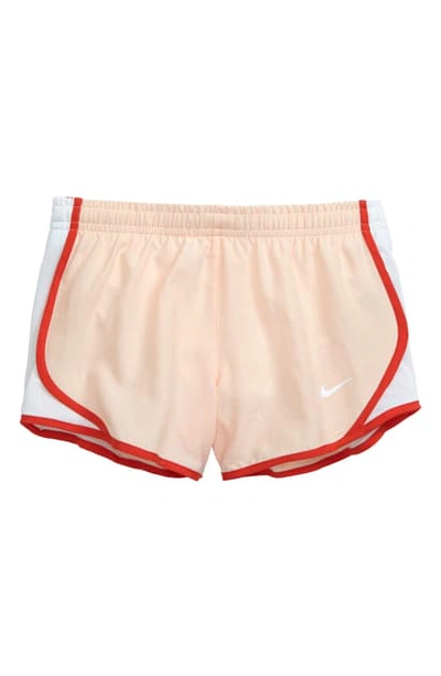 Shop Nike Dry Tempo Running Shorts In Washed Coral/ White Track Red