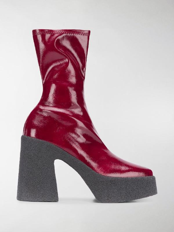 Stella Mccartney Platform Ankle Boots In Red Modesens