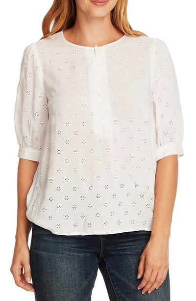 Shop Vince Camuto Floral Eyelet Embroidered Top In New Ivory