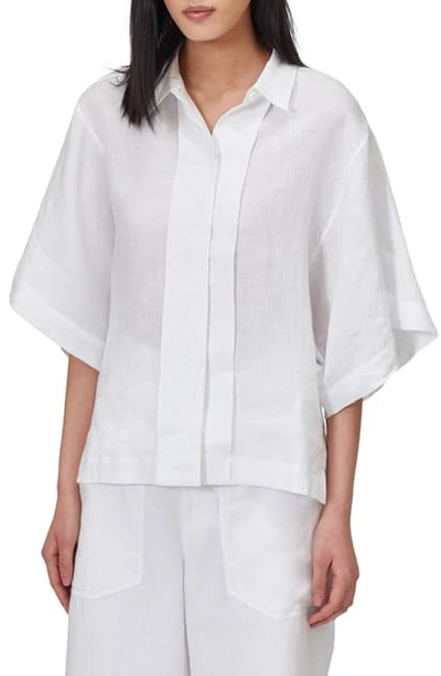 Shop Equipment Chaney Pleat Placket Linen Shirt In Bright White
