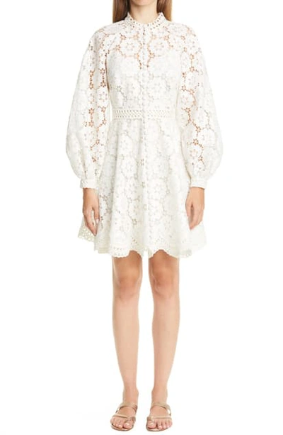 Shop Zimmermann Bells Embroidered Long Sleeve Dress In Ivory