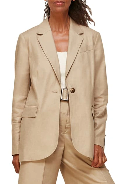 Shop Whistles Tailored Linen Blend Jacket In Neutral
