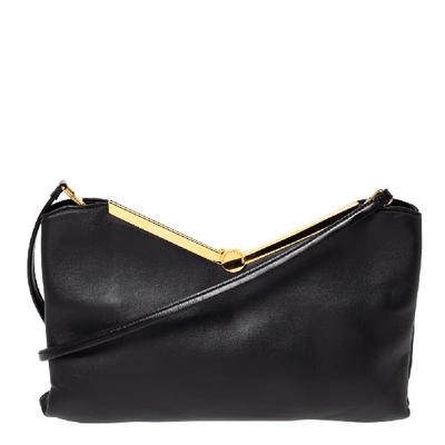 Pre-owned Emporio Armani Black Leather Frame Shoulder Bag