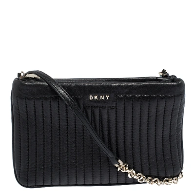 Pre-owned Coach Dkny Black Leather Zip Crossbody Bag