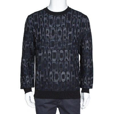 Pre-owned Dior Homme Black Har Patterned Jacquard Wool Blend Pullover L