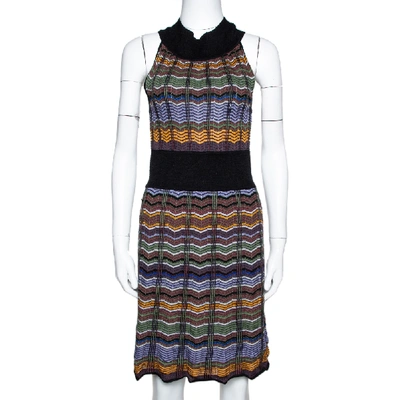 Pre-owned M Missoni Multicolor Zip Zag Merino Wool Blend Knit Sleeveless Dress M