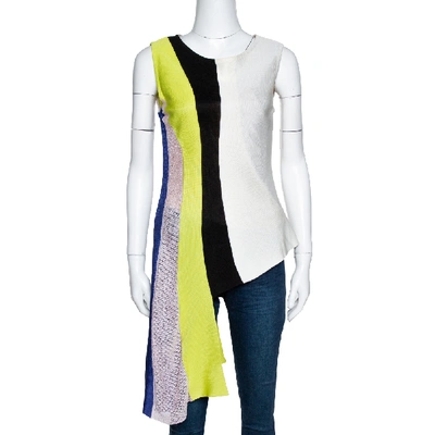 Pre-owned Dior Multicolor Color Block Knit Asymmetrical Top M