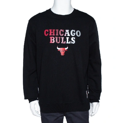 Pre-owned Marcelo Burlon County Of Milan X Nba Black Chicago Bulls Print Cotton Sweatshirt L
