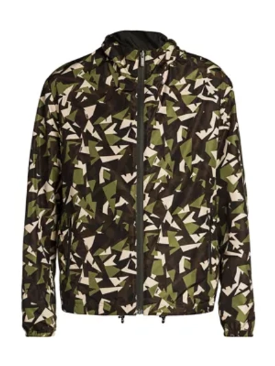 Shop Fendi Men's Kway Big Bugs Zip-up Jacket In Loden Deep Forest