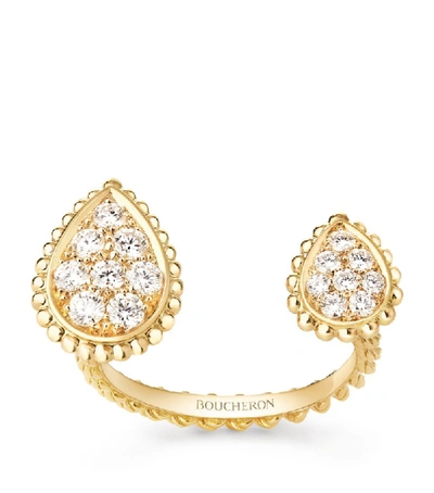 Shop Boucheron Yellow Gold And Diamond Serpent Bohème Motif Ring