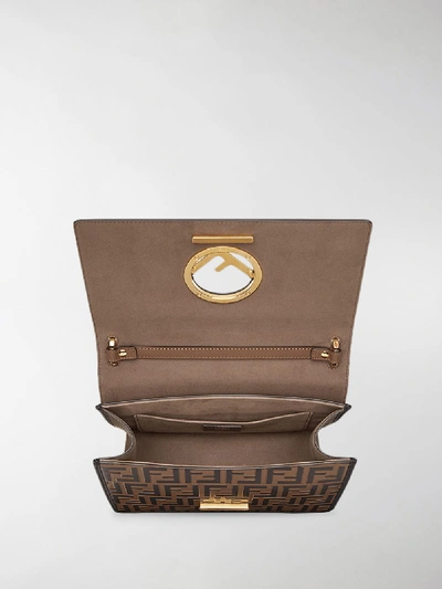 Shop Fendi Kan I Leather Shoulder Bag In Brown