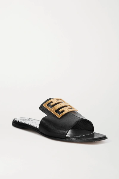 Shop Givenchy 4g Logo-embellished Leather Sandals In Black