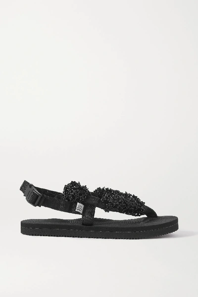 Shop Cecilie Bahnsen + Suicoke Kat Embellished Canvas Sandals In Black