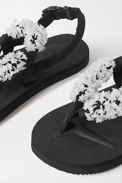 Shop Cecilie Bahnsen + Suicoke Kat Embellished Canvas Sandals In Black