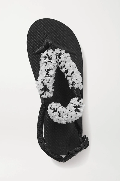 Shop Cecilie Bahnsen + Suicoke Kat Embellished Canvas Sandals In Black