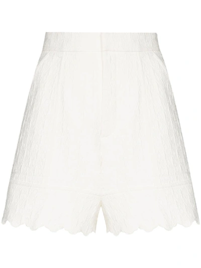 Shop Chloé Scalloped Jacquard Shorts In White