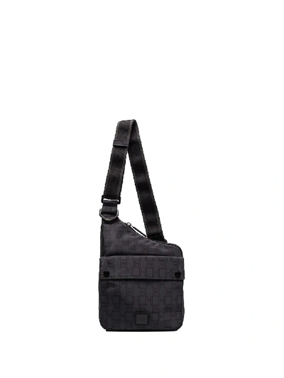 Shop Hugo Pixel Monogram-print Messenger Bag In Black