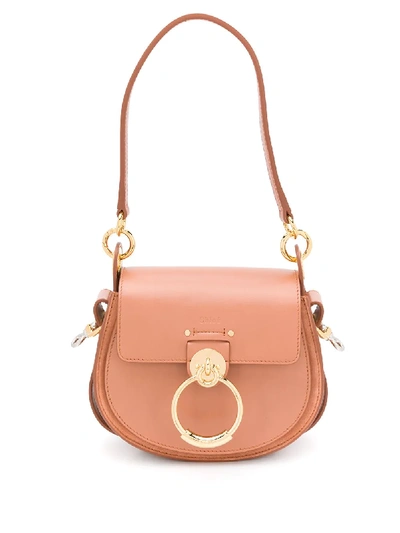 Shop Chloé Small Tess Leather Bag In Brown