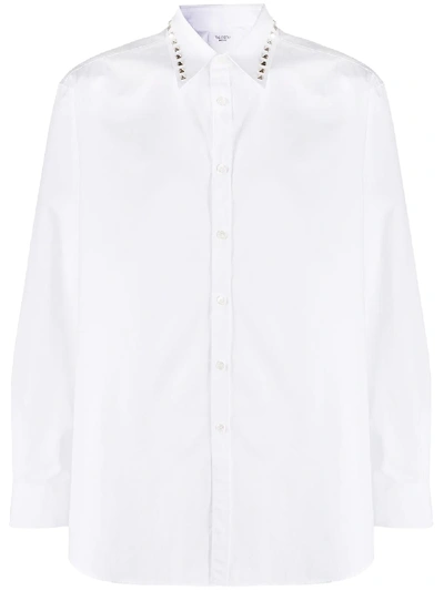 Shop Valentino Rockstud Collar Oversized Shirt In White