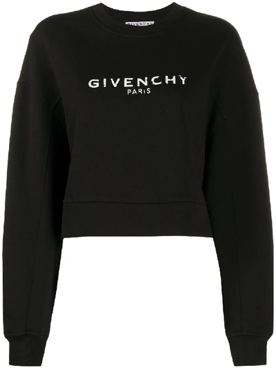 Shop Givenchy Logo-print Cropped Sweatshirt In Black