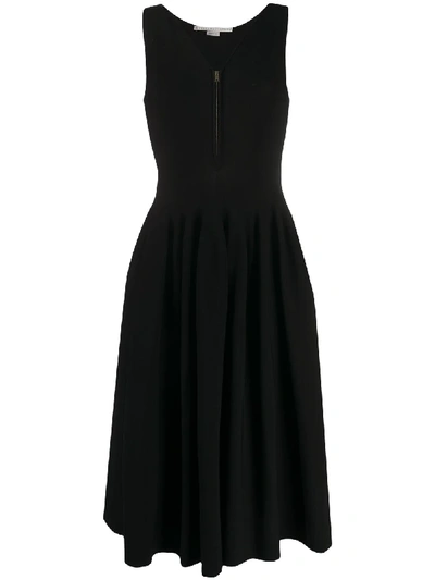 Shop Stella Mccartney Front-zip Flared Dress In Black
