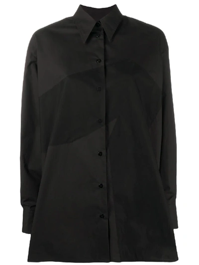 Shop Mm6 Maison Margiela Oversized Button-up Shirt In Black