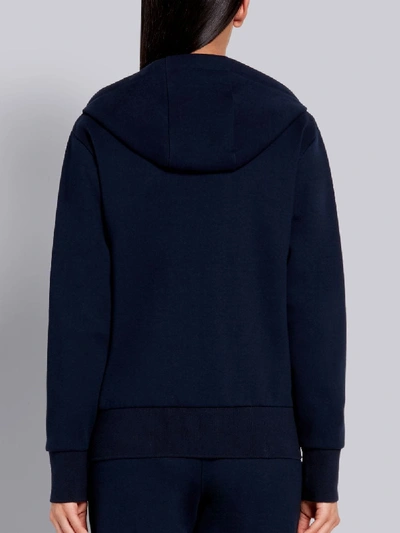 Shop Thom Browne Navy Compact Double Knit Cotton Zip-up 4-bar Hoodie In Blue