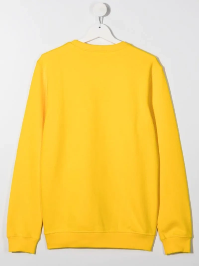 Shop Msgm Teen Logo Print Sweatshirt In Yellow