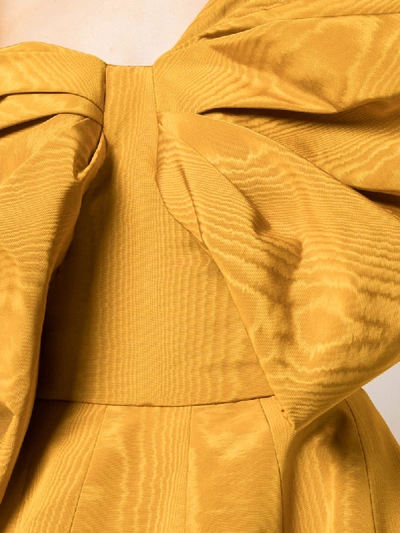 Shop Oscar De La Renta One-shoulder Taffeta Bow Mini Dress In Yellow
