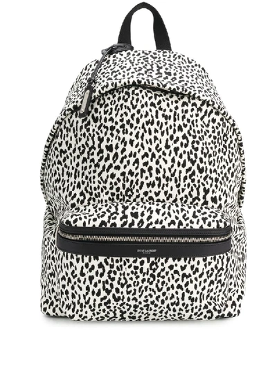 Shop Saint Laurent Leopard Print Backpack In White
