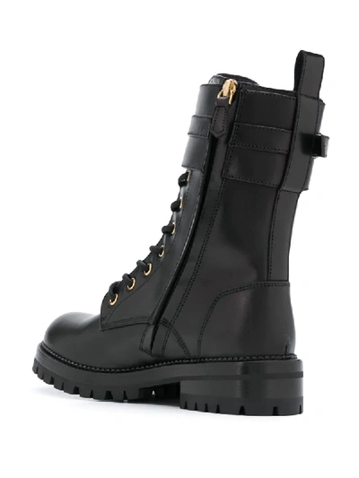 Shop Versace Lace-up Military Boots In Black