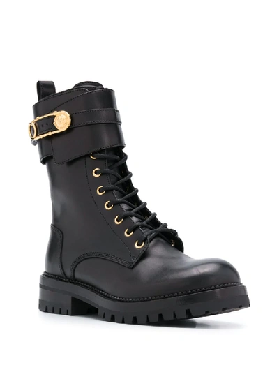 Shop Versace Lace-up Military Boots In Black