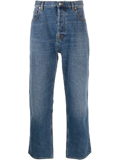 Shop Valentino Straight-leg Cropped Jeans In Blue