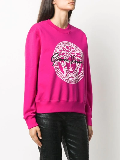 Shop Versace Medusa Print Sweatshirt In Pink