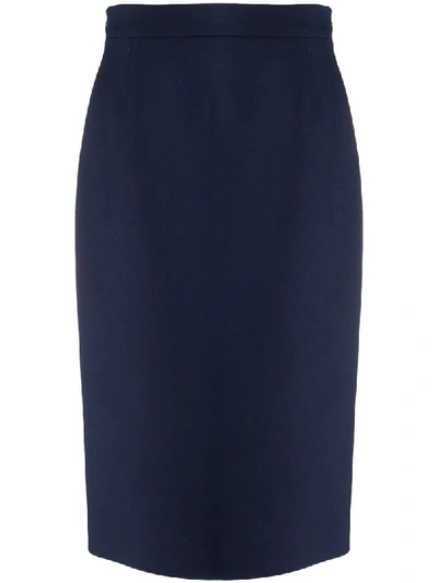 Prada Straight Midi Skirt In Blue