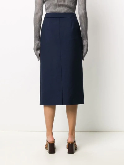 Prada Straight Midi Skirt In Blue