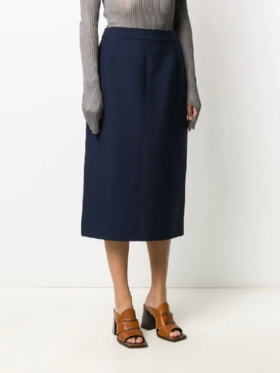 Prada Straight Midi Skirt In Blue