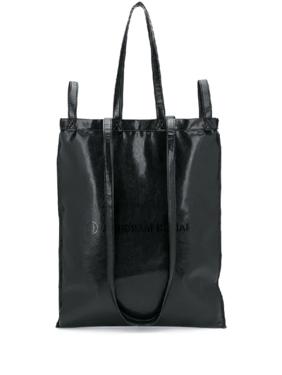 Shop Mm6 Maison Margiela Glossy-finish Maxi Shoulder Bag In Black