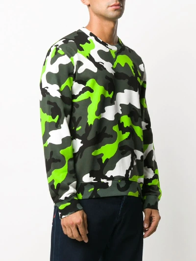 Shop Valentino Camouflage Print Sweatshirt In Green