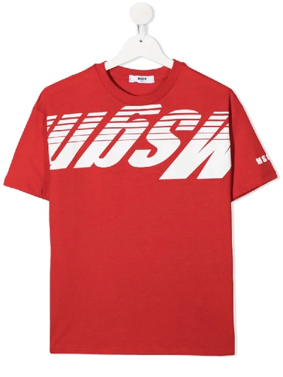 Shop Msgm Logo Print T-shirt In Red