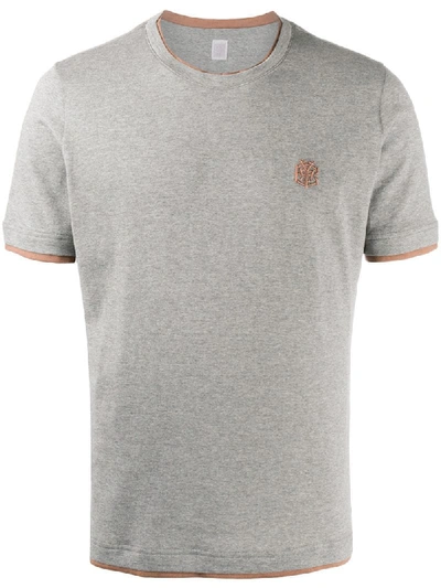 Shop Eleventy Logo Embroidered T-shirt In Grey