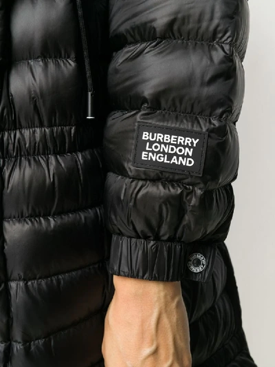 Shop Burberry Logo Patch Puffer Coat In Black