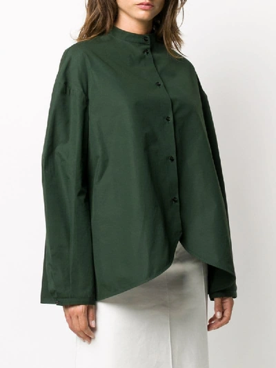 Shop Jil Sander Curved-front Cotton Shirt In Green