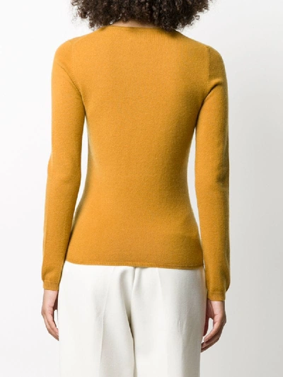 Shop Allude Rib-trimmed Cashmere Jumper In Ocra