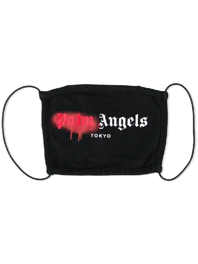 Shop Palm Angels Logo Print Face Mask In Black