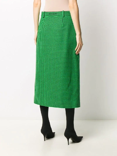 Shop Balenciaga Houndstooth Straight Skirt In Green